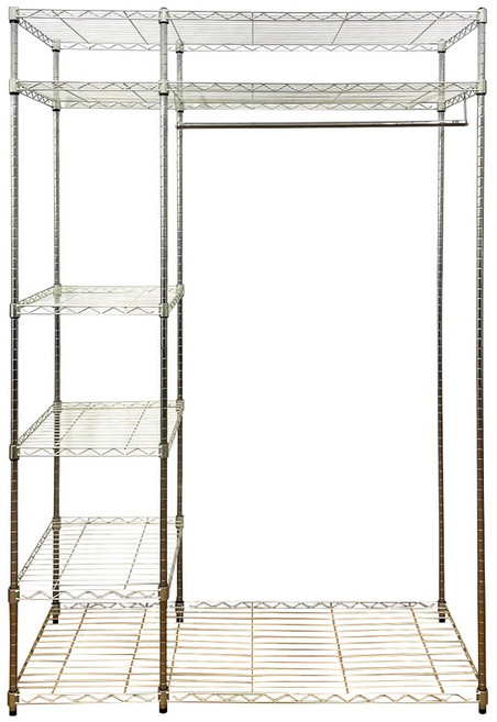 45x120x180cm 大型六層鐵架衣櫥, 電鍍銀