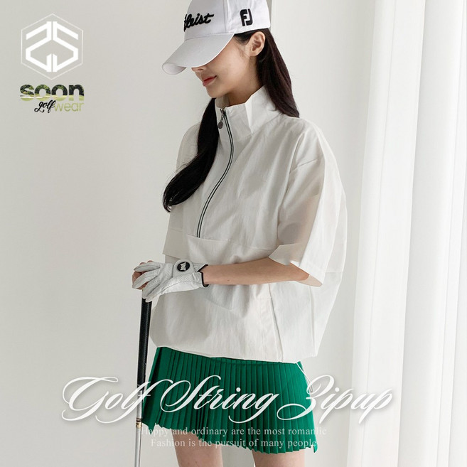 [순이야] J.여성 골프 포켓 반집업 루즈핏 반팔 아노락 자켓