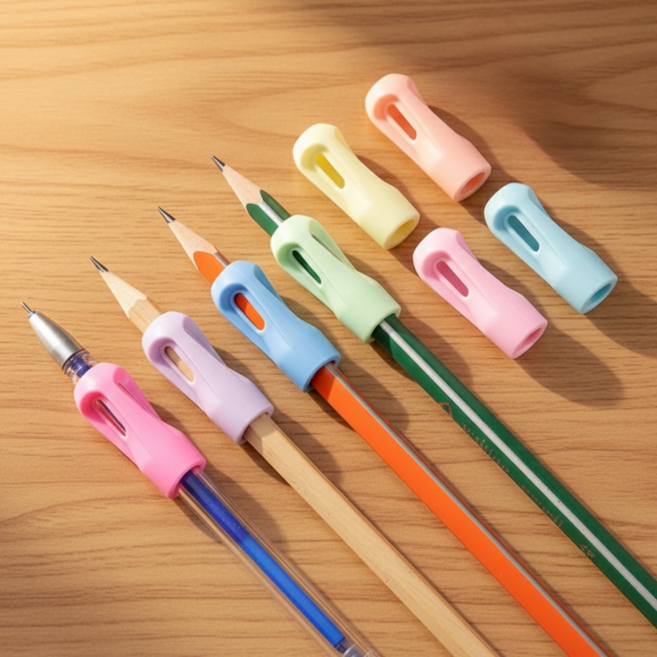 80factory 바른필기 교정 펜 그립, 1세트, 8-color