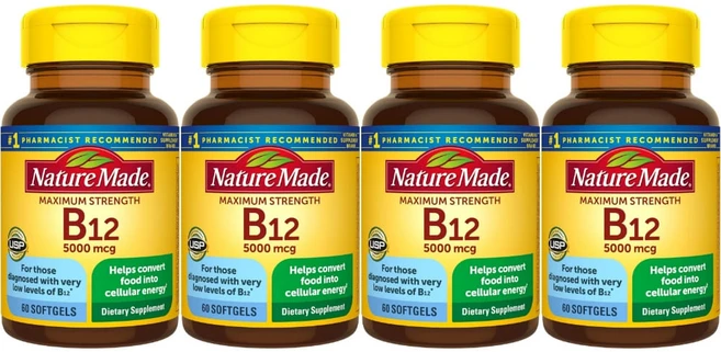 네이처메이드 맥시멈 스트렝스 비타민 B12 5000mcg, 4개, 60정, 60정 - 쿠팡