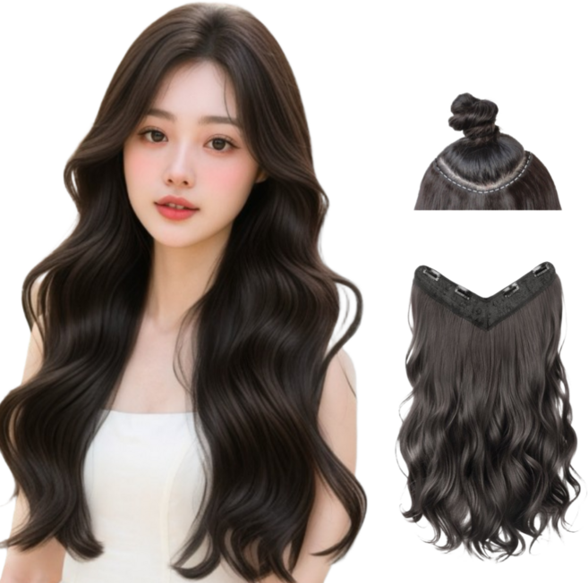 디올드 진짜보다 자연스러운 60cm 봉고데기 내추럴 웨이브 헤어피스, 1개, 내추럴블랙