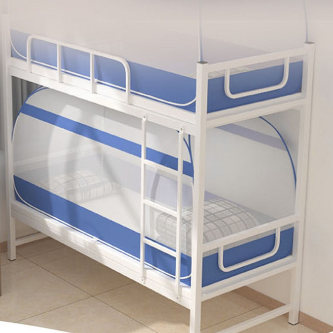 벙커 2층 침대 기숙사 바닥 있는원터치 모기장 싱글, 상품선택, 블루 1-2인용
