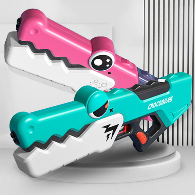 물총 크로커 전동 대형 대용량 악어 워터건 충전식 자동 축제 성인 어린이 물놀이 장난감, 단품