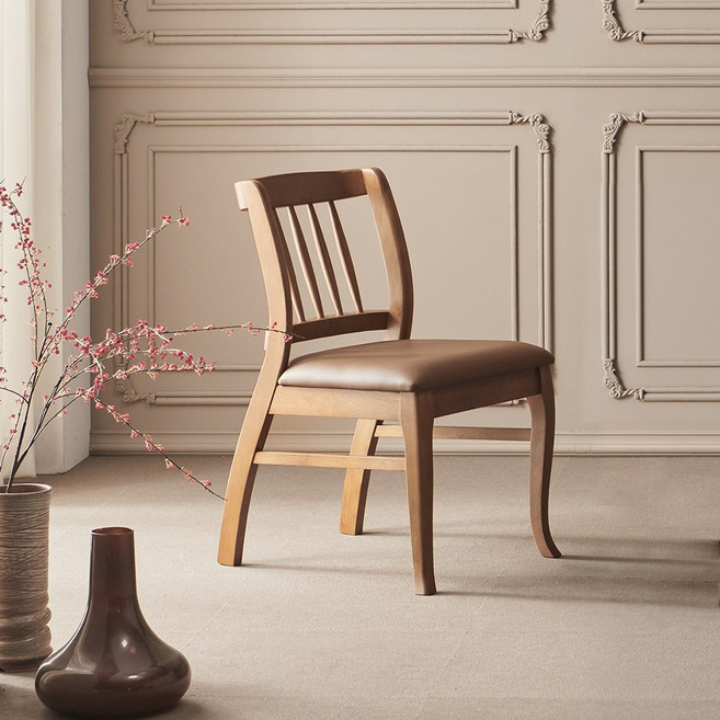 라로퍼니처 크라운 고무나무 원목 식탁 의자 카페 인테리어 체어, 단품
