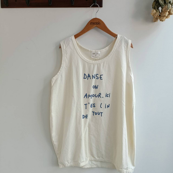 mooiwhite茉衣著日系服飾 夏日小清新微氣球弧度背心 字母配色無袖上衣