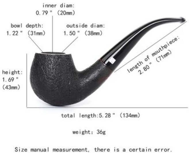 담배 파이프 나무 우드 MUXIANG 수제 브라이어 블랙 샌드 블라스트 9mm 연도 곡선 핸들 셜록 홈즈 아버지날 선물
