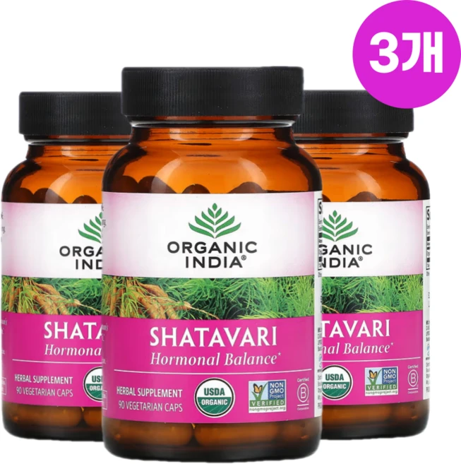 오가닉인디아 샤타바리 Shatavari hormonal balance 90캡슐 3개, 90정 - 쿠팡
