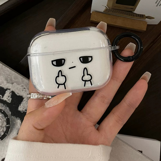 영스피플 투명 버르장머리 에어팟 케이스 1 2 4 프로3 귀여운 고리 심플 클리어 TPU 젤리 보호 커버, 에어팟1/2, 1개