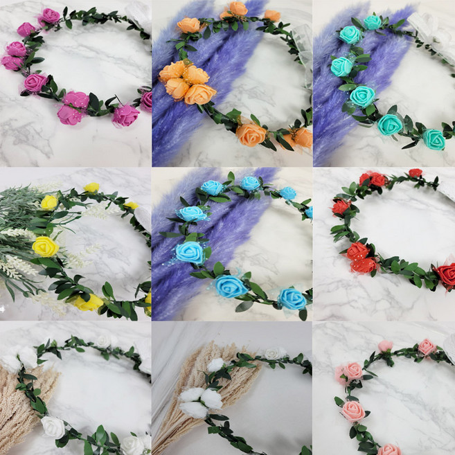 셀프웨딩 조화 소품 장미꽃 화관 브라이덜샤워 셀프촬영 머리띠 알뜰하게 재밌는 만들기 - 청년 공방-, 엘로우