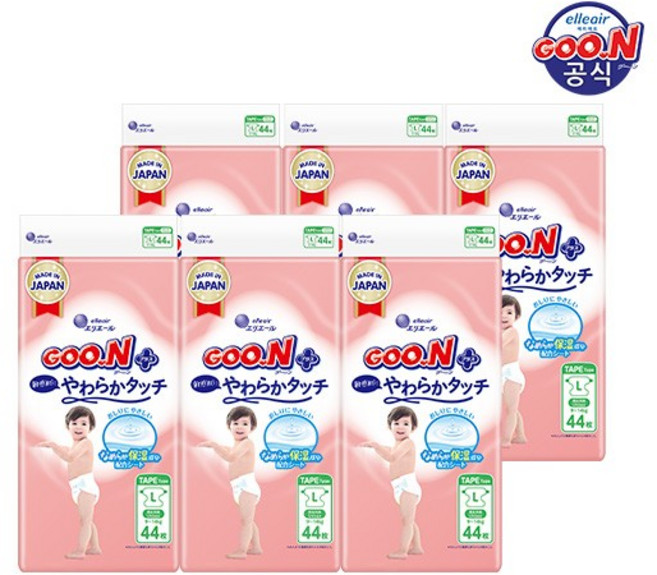 군 기저귀 플러스 소프트터치 밴드 대형(L) 44P x 6팩, 상세설명 참조
