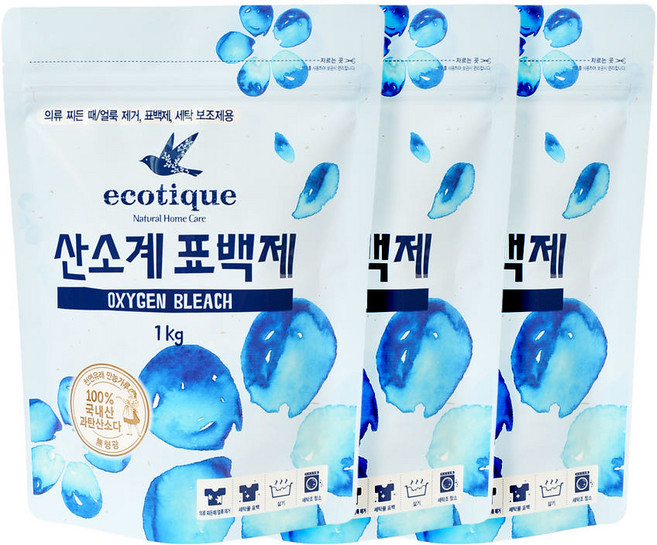 에코띠끄 산소계 표백제 과탄산소다 x 3, 1kg, 3개