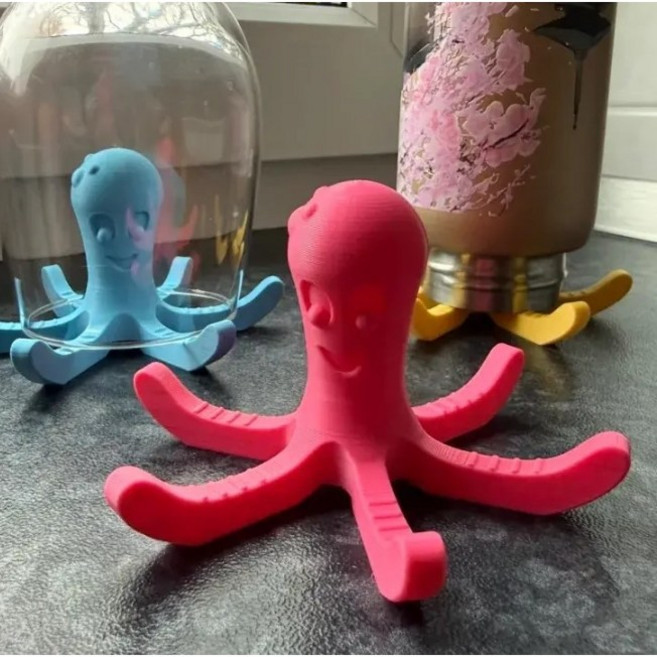문어 컵 거치대 텀블러 와인잔 물컵 건조대, 1세트, 핑크+블루