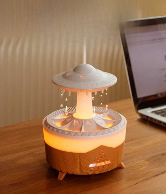 물멍빗소리가습기 탁상용 무드등 비구름 버섯 빗소리 비멍, 상세페이지 참고, 블랙 가습기 풀세트