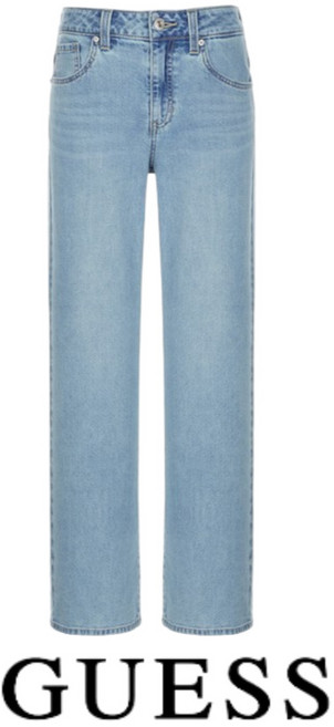 [매장발송] 게스 여성 청바지 와이드 팬츠 연청 신축성 편안한 여름 오피스룩 회사 근무 대학생