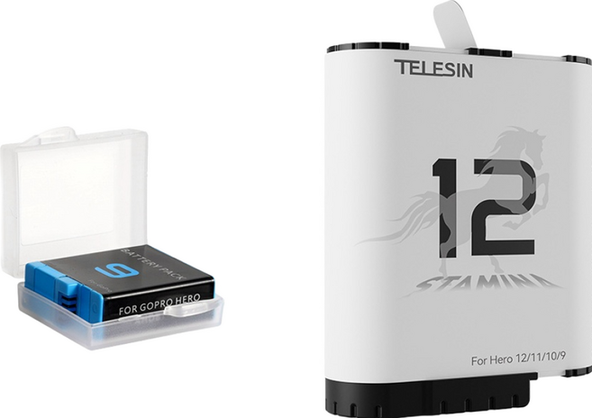 TELESIN GoPro HERO 12/11/10/9 高性能低溫快充電池, 1個, 電池+收納盒