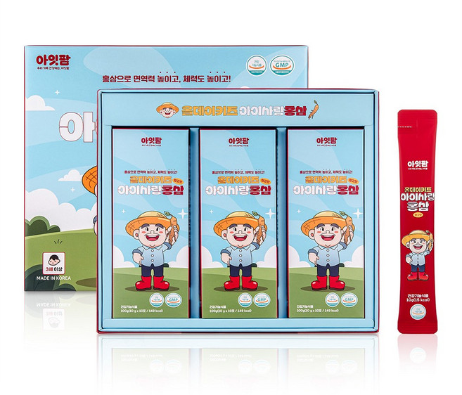 아잇팜 어린이 홍삼스틱 6년근 키즈홍삼 어린이홍삼 30포, 1개, 30정