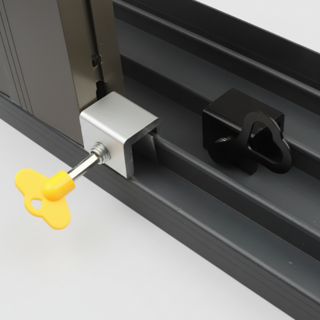 알루미늄 합금 미닫이문 방범용 창문잠금장치 고정 스토퍼 세트, 1세트