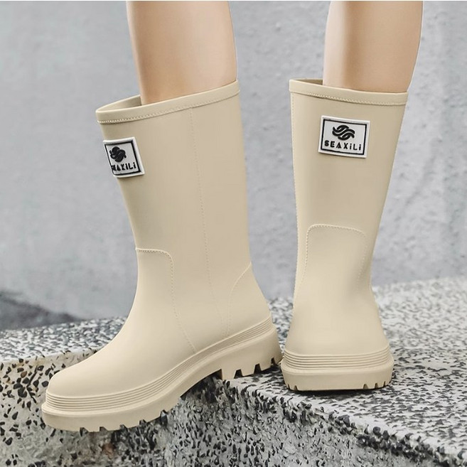 하모리 여성 데일리 패션 미들 레인부츠 발편한 가벼운 미끄럼방지 방수 장화