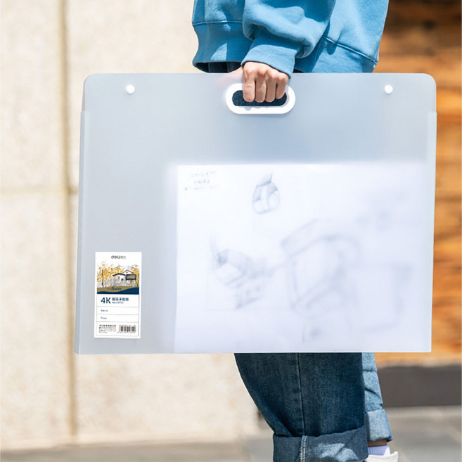 델리 투명 PP 도화용지 수납파일백 4절, 투명화이트, 1개