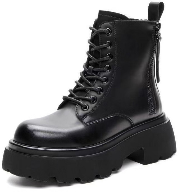 HASVZ여성용 신상품 워커 고품질가죽 키높이 통굽워커 기모부츠6cm