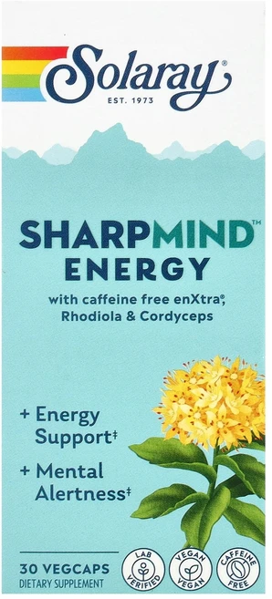 Solaray 발효 동충하초 홍경천 갈랑갈 추출물 함유 샤프마인드 에너지 30베지캡슐, 1개, 30정 - 쿠팡