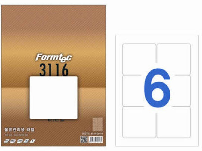 폼텍 라벨6칸20매 LQ 3116 물류관리용 99 1x93 1mm, 6칸