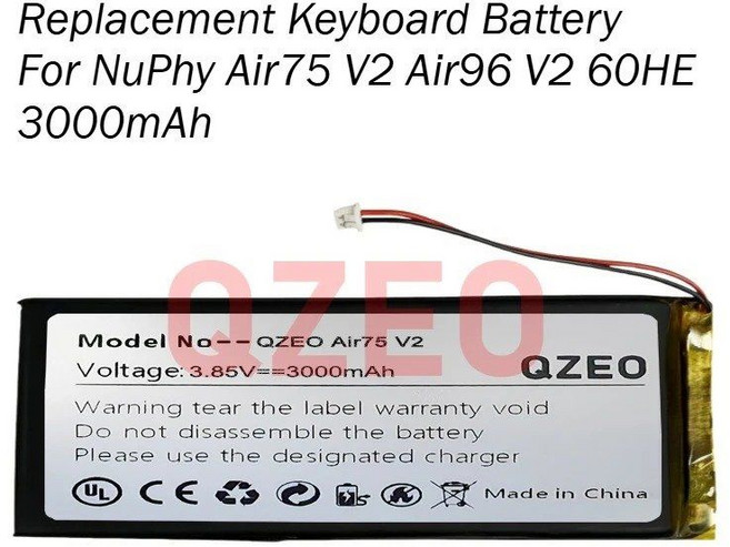 NuPhy Air75 V2 Air96 Air60 60HE 3000mAh용 교체용 키보드 배터리, Air75 V2(96 V2)60HE