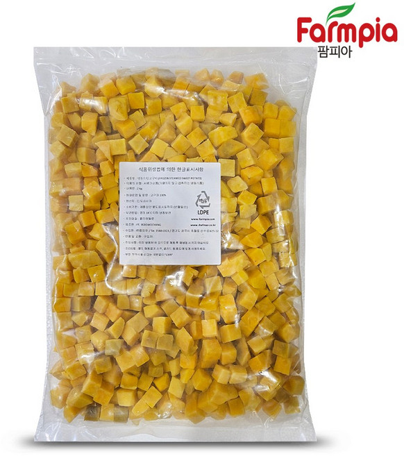 팜피아 냉동 아이스 스팀 고구마 2kg 15mm 큐브컷팅/식단/샐러드/도시락, 1개