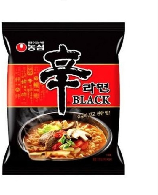 農心頂級黑辛拉麵130g (牛骨雪濃湯味) 道地韓國泡麵 濃郁湯頭Q彈麵條, 1個, 1包