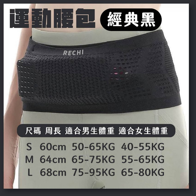 REXCHI 運動腰包, 經典黑, 1個