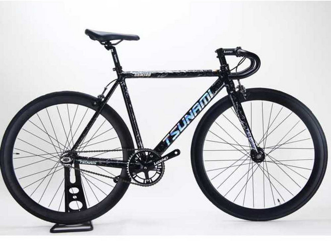 쓰나미픽시 픽시자전거 완차 싼곳 앞뒤브레이크포함 snm100, 1개, 불꽃블랙+전후방브레이크