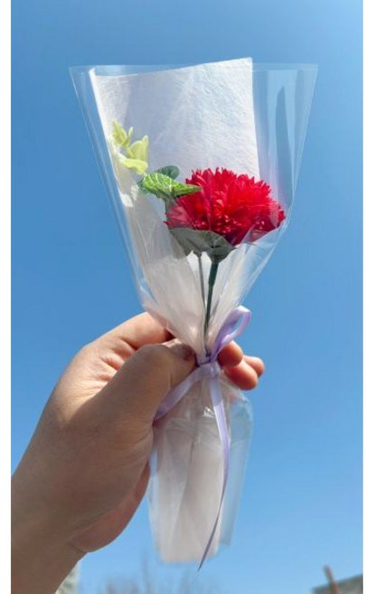 어버이날 스승의날 학교 교회 협회 단체 꽃다발 한송이 비누꽃 카네이션, 핑크, 1개