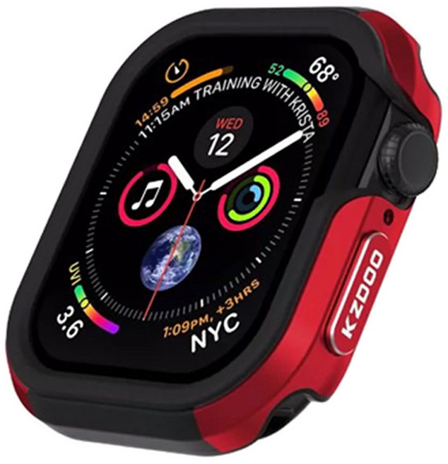 KZDOO 航空鋁合金雙料防摔殼 適用 Apple Watch 7/8/9 41mm, 紅色, 1個
