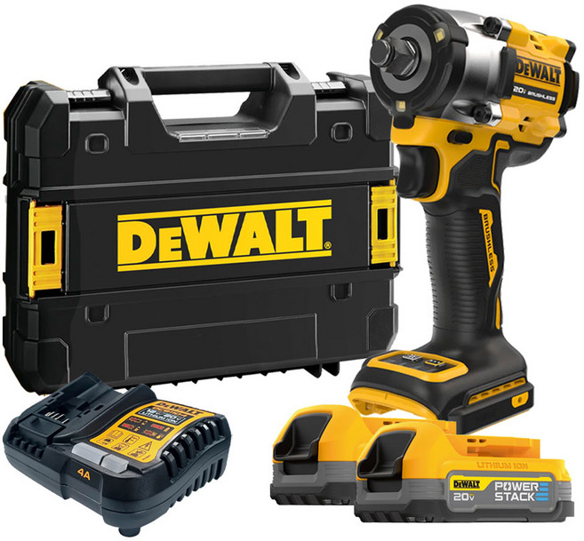 디월트 DCF921E2T 충전 임팩 렌치 20V 1.7Ah 파워스텍 배터리 2개 세트, 1개