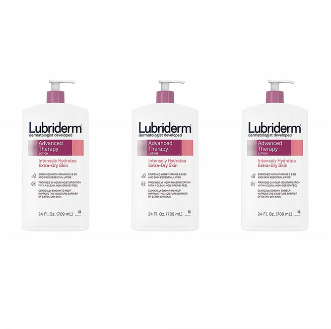 Lubriderm Advanced Therapy Moisturizing Lotion 루브르덤 어드밴시드 테라피 모이스펴라이징 로션 24oz(709ml) 3팩, 709ml, 1개