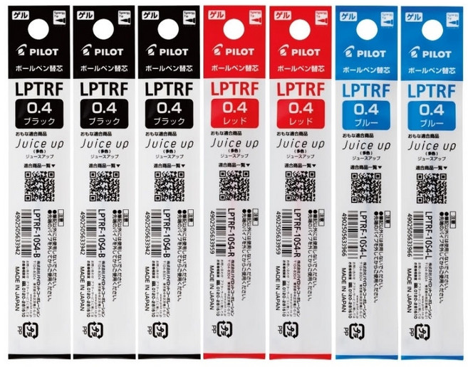 파이롯트 쥬스업 3/4색 다색볼펜 리필심 0.4mm, 0.4 7개 (흑3+청2+적2) 세트, 1개