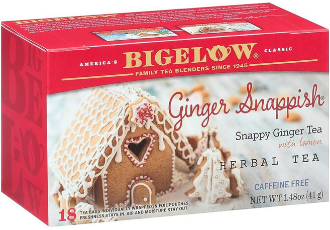 Bigelow Tea Perfectly Mint 홍차 카페인 티백 총 20개 262429, Ginger Snappish 허브티