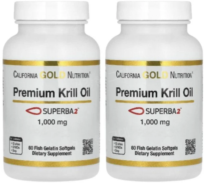 캘리포니아골드 Superba2 프리미엄 크릴오일 1000mg 60캡슐 2병 인지질 아스타잔틴 오메가3 지방산, 60정, 2통 - 쿠팡