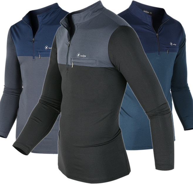 포커스코리안 남자 긴팔티 기능성 등산복상의 등산티 아웃도어 WELLPA배색슬림티