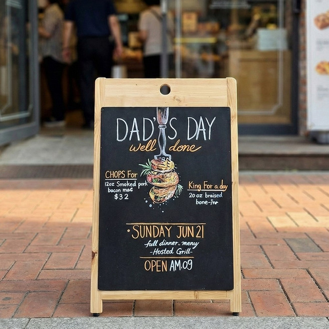 A형 수제 칠판 입간판+하고로모 분필, 1개, 우드