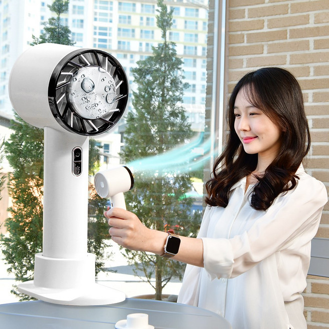 냉각모듈탑재 급속 냉각 휴대용 선풍기, 화이트