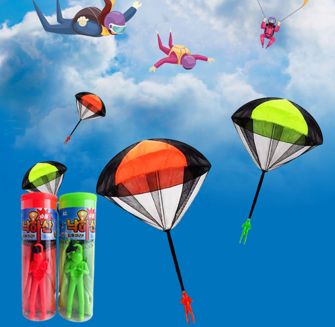 침투하라 슈팅 낙하산 던지기놀이 슈팅 플라잉 플라이 추억의장난감, 그린+오렌지, 1개