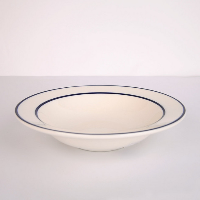 라쿠스 뉴욕 파스타볼 블루라인 스파게티접시 샐러드 둥근 도자기그릇, 1개