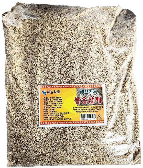 하늘 볶음참깨가루 거친 1K 국내산 양념재료 업소용, 10개, 1kg