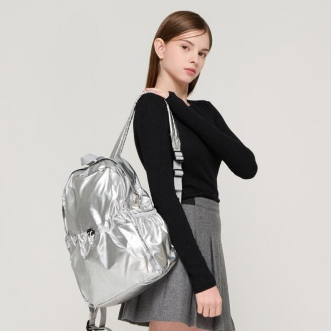 팝스 프론트 스트링 백팩 (실버)
