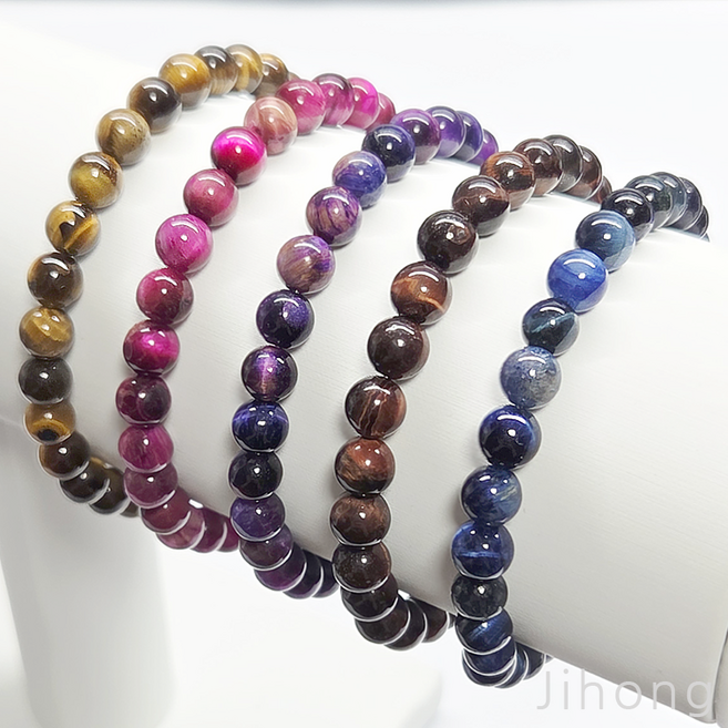 지홍 [5colors]천연 호안석 원석 팔찌 6mm 행운 재물운 염주