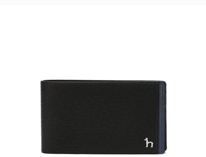 [AK수원점][헤지스]블랙 라인배색 소가죽 머니클립[HJWA5F034BK]