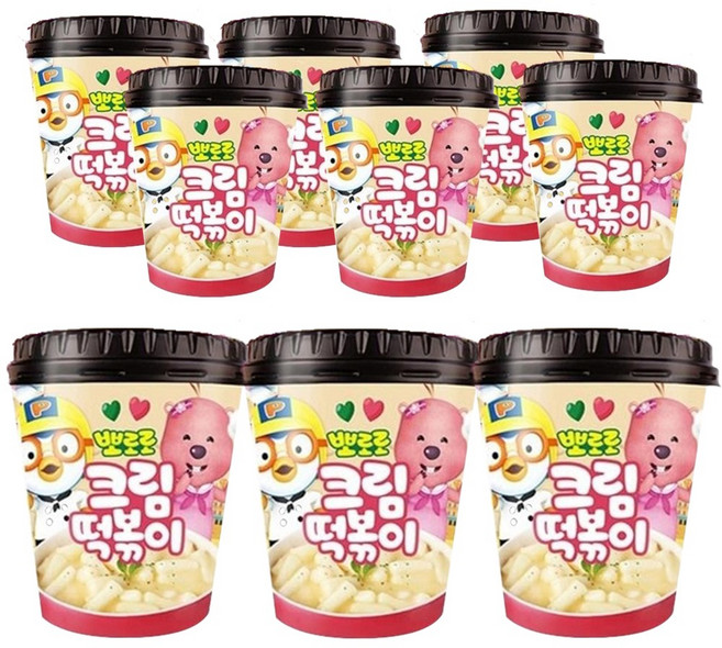 뽀로로 크림 컵 떡볶이 9개(115gx9개) 어린이캠핑여행식품즉석간편, 115g, 9개