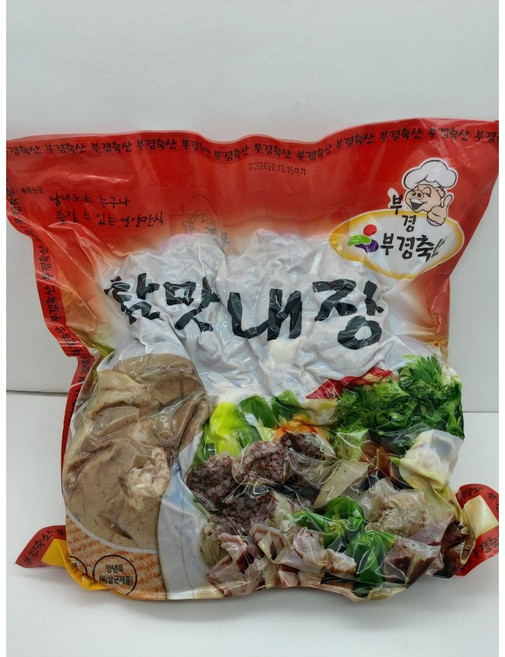 국내산 순대 내장 2kg -부경축산- (국산 돼지내간 35% 허파 25% 염통 10% 위 10% 곱창 20%) (아이스박스 + 냉매 포장) 찹쌀순대, 찹쌀순대 2kg, 1개