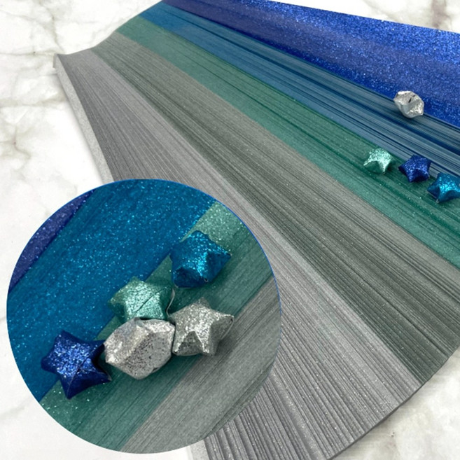 반짝반짝 펄 별종이 학알 아기별 접는 띠 반짝이 색종이 종이접기